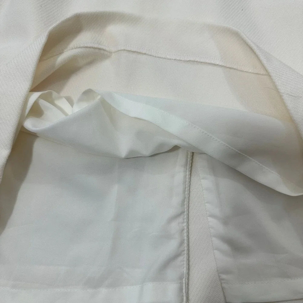 Ann Taylor LOFT Cream Sailor Pencil Skirt Size 6 Button Accent Textured Lined‎